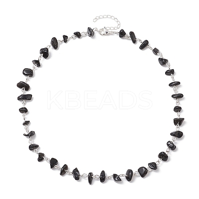Natural Obsidian Chip Beaded Necklaces NJEW-JN05140-04-1