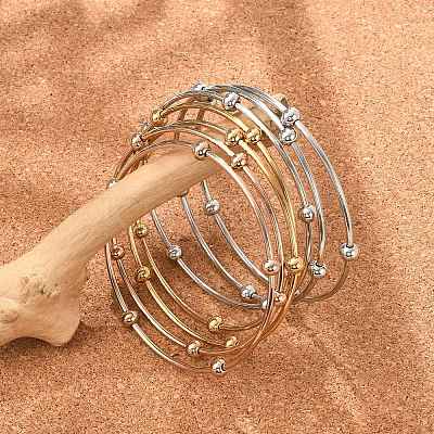 Fashion 201 Stainless Steel Bangle Sets BJEW-L664-023C-M-1-1