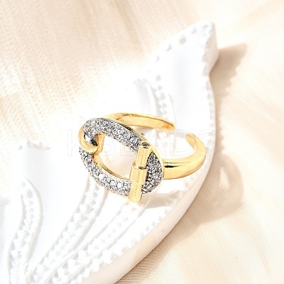 Brass Micro Pave Cubic Zirconia Cuff Rings RJEW-V007-02GP-1