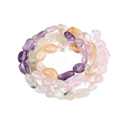 Natural Rose Quartz & Amethyst & Citrine(Heated) & Prehnite Beads Strands G-N371-01A-01-1
