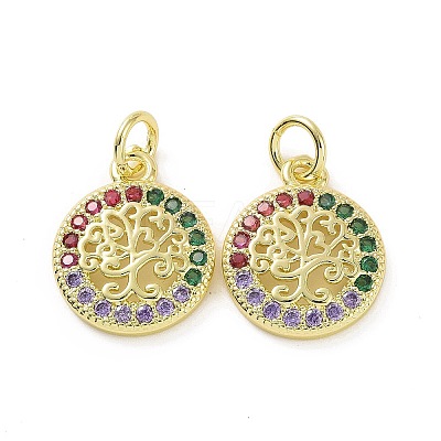 Brass Micro Pave Colorful Cubic Zirconia Pendants KK-E068-VF091-1
