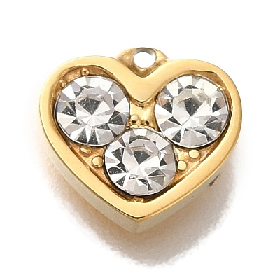 Ion Plating(IP) 304 Stainless Steel Rhinestone Charms STAS-P371-063G-1