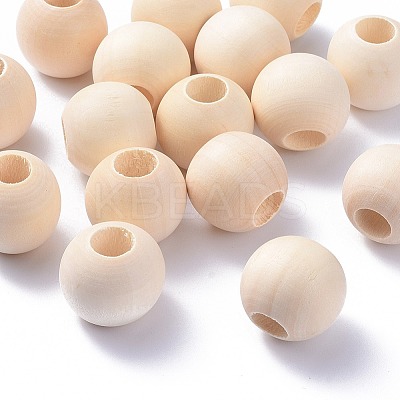Natural Unfinished Wood Beads WOOD-Q038-25mm-1