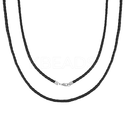 2Pcs Braided Round Leather Cord Necklace Making NJEW-BBC0001-19A-01-1