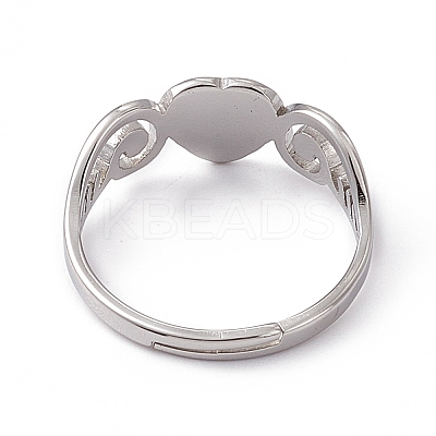Non-Tarnish 201 Stainless Steel Heart Adjustable Ring for Women RJEW-K242-01P-1