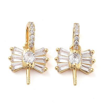 Rack Plating Brass Micro Pave Clear Cubic Zirconia Pendants KK-M280-14G-1