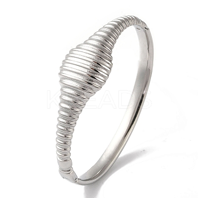 Non-Tarnish 304 Stainless Steel Grooved Hinged Bangles for Women BJEW-I315-16P-1