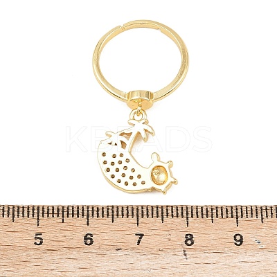 Adjustable Brass Micro Pave Cubic Zirconia Pendant Finger Rings for Women RJEW-A090-01B-G-1