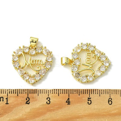 Mother's Day Brass Micro Pave Clear Cubic Zirconia Pendants KK-H472-08G-01-1