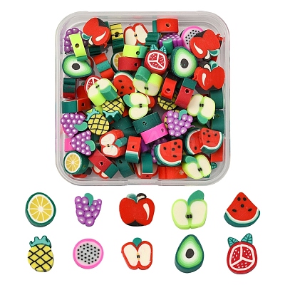 100Pcs 10 Style Handmade Polymer Clay Beads Set CLAY-YW0001-55-1