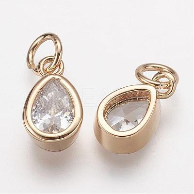 Brass Micro Pave Grade AAA Cubic Zirconia Charms ZIRC-K059-03G-NR-1