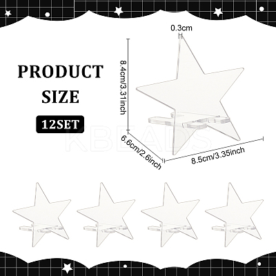 12 Sets Star Transparent Acrylic Commemorative Coin Display Easel Stands ODIS-FG0001-72-1