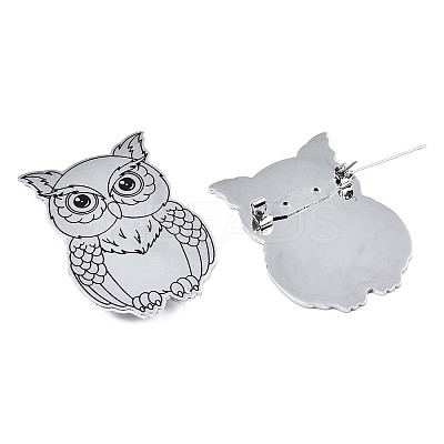 201 Stainless Steel Owl Lapel Pin JEWB-N007-120P-1