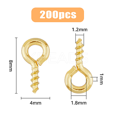 200Pcs Brass Screw Eye Pin Peg Bails KK-HY0003-40-1