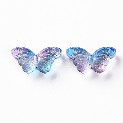 Two Tone Transparent Spray Painted Glass Beads LS-GLAA-S190-018M-01-1