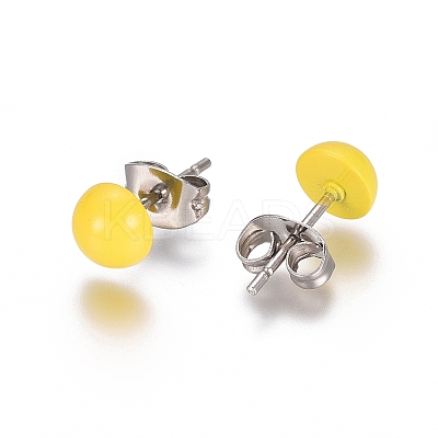 Tarnish Resistant Spray Paint 304 Stainless Steel Stud Earrings EJEW-L215-56A-P-1