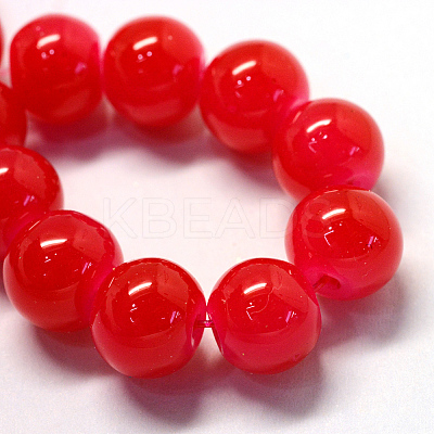 Baking Paint Imitation Jade Glass Round Bead Strands DGLA-Q021-12mm-05-1