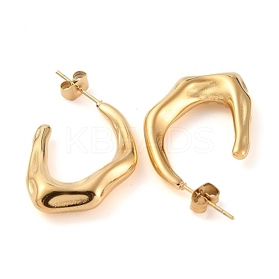 Ion Plating(IP) 304 Stainless Steel Twist Teardrop Stud Earrings EJEW-A104-12G-1