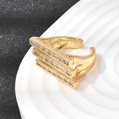 Brass Micro Pave Cubic Zirconia Cuff Rings for Women RJEW-K312-01B-G-1