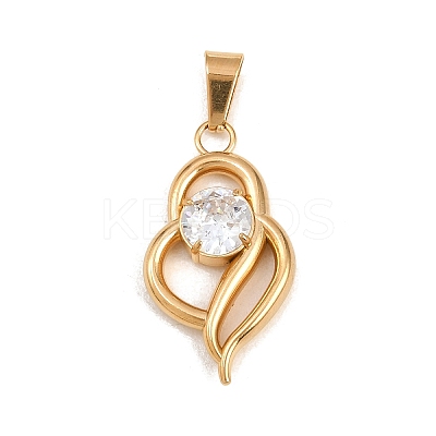 316 Surgical Stainless Steel Micro Pave Clear Cubic Zirconia Pendants STAS-A137-02C-G-1