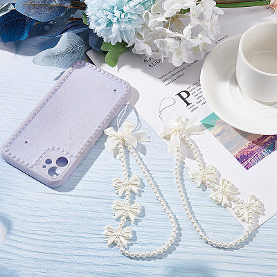 Pearl Beaded Mobile Phone Straps AJEW-WR0001-54-1
