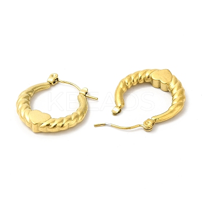 Ion Plating(IP) 304 Stainless Steel Heart Hoop Earrings for Women EJEW-L237-05G-1