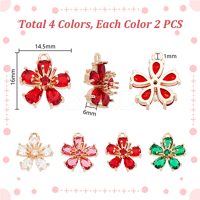 8Pcs 4 Colors Transparent Glass Pendants GLAA-GA0002-31-1