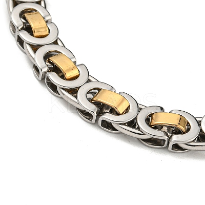 Ion Plating(IP) Two Tone 201 Stainless Steel Byzantine Chain Bracelet BJEW-B078-47B-1