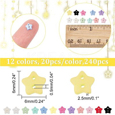 240Pcs 12 Colors 2-Hole Frosted Mini Resin Buttons Sets BUTT-NB0001-62-1