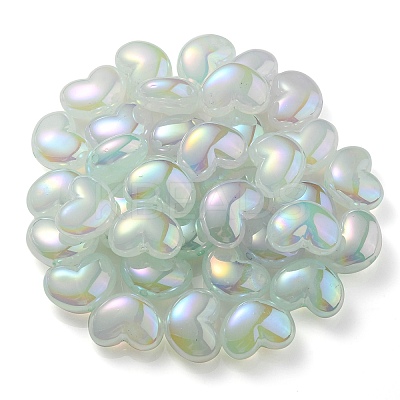 UV Plating Rainbow Iridescent Imitation Jelly Acrylic Beads OACR-C007-08C-1