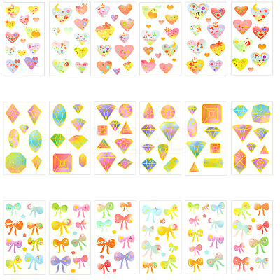 36Pcs 3 Style PVC Waterproof Self-Adhesive Picture Stickers STIC-SP0001-10-1