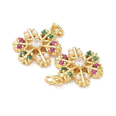 Brass & Cubic Zirconia & Plastic Imitation Pearl Pendants KK-G469-03G-1