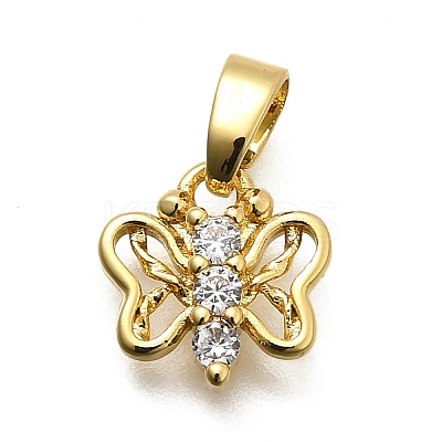Brass Micro Pave Cubic Zirconia Pendants KK-Z093-06G-1