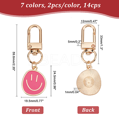 14Pcs 7 Colors Smiling Face Enamel Pendant Decorations KEYC-AR0001-25-1