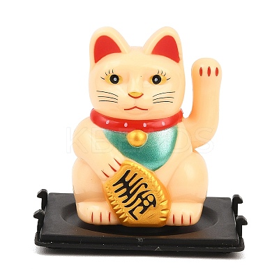 ABS Plastic Solar Powered Maneki-neko Figurines LS-DJEW-B017-01B-02-1