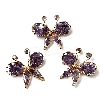 Butterfly Natural Amethyst Brooch G-A278-02G-06-1