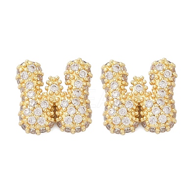 Brass Micro Pave Cubic Zirconia Stud Earrings EJEW-Z091-04G-W-1