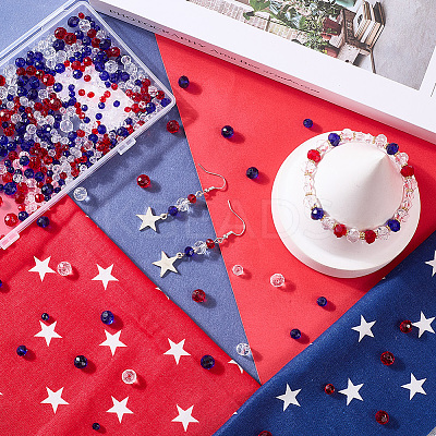900Pcs 9 Styles Independence Day Theme Transparent Electroplate Glass Beads Strands EGLA-SP0001-27-1