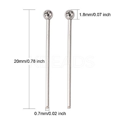 Tarnish Resistant 304 Stainless Steel Ball Head pins STAS-N017-02-20mm-1