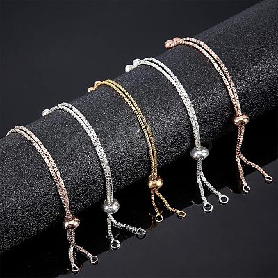 12Pcs 3 Colors Brass Box Chain Slider Bracelet Making KK-NB0001-79-1