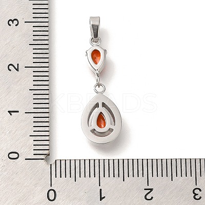 304 Stainless Steel Micro Pave Cubic Zirconia Pendants STAS-H228-03P-05-1