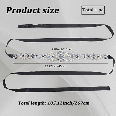 Flower Full Crystal & Montana Rhinestone Handmade Bridal Belts for Wedding Dresses AJEW-WH20006-233A-01-1