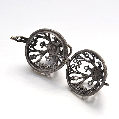 Round Brass Hollow Cage Pendants LS-KK-L083-06AB-RS-1