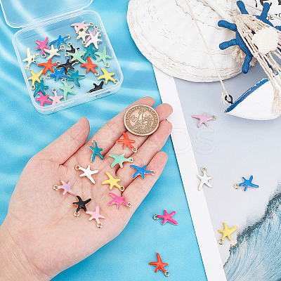 40Pcs 10 Colors Rack Plating Alloy Enamel Pendants FIND-FH0003-22-1