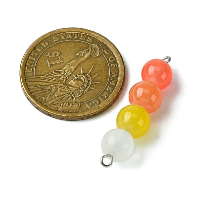 Gradient Color Round Glass Beaded Connector Charms PALLOY-JF02805-1