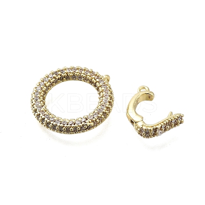 Brass Cubic Zirconia Fold Over Clasps KK-Q048-11G-1