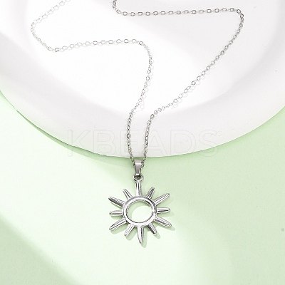 304 Stainless Steel Sun Pendant Cable Chain Necklaces for Men Women NJEW-K308-04A-P-1