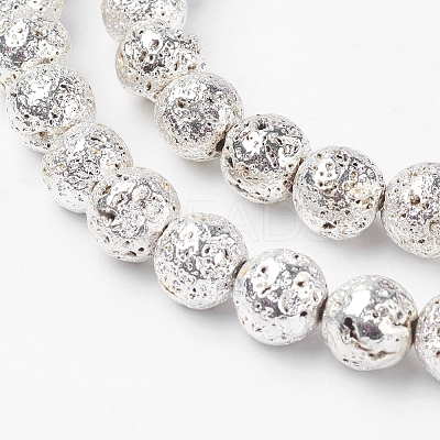 Electroplated Natural Lava Rock Bead Strands LS-G-G732-8mm-08-1