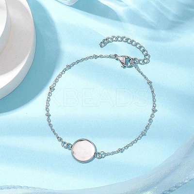 304 Stainless Steel Round Cabochon Setting Bracelets BJEW-JB11091-02-1