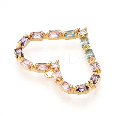 Brass Micro Pave Cubic Zirconia Pendants KK-N261-13G-1
